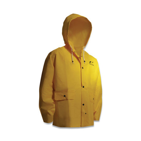 Tuftex Rain Jacket, Attached Hood, 0.30 mm Thick, PVC, Yellow, 2X-Large 868-7803400.2X