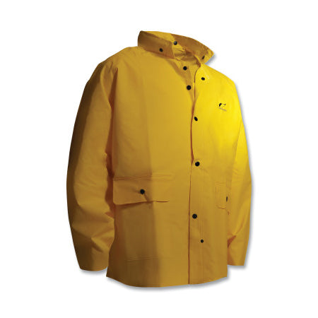 Tuftex Rain Jacket, Hood Snaps, 0.30 mm Thick, PVC, Yellow, 2X-Large 868-7803200.2X
