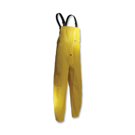 Webtex Rain Bib Overalls, 0.65 mm Thick, Heavy-Duty Ribbed PVC, Yellow, 2X-Large, Snap Fly Front 868-7605200.2X