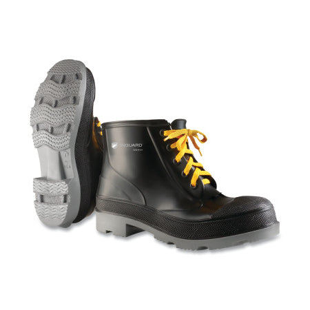 PolyGoliath Rubber Ankle Boots, Steel Toe, Men's 12, 6 in Lace-Up Boot, Polyurethane/PVC, Black/Gray 868-8610400.12