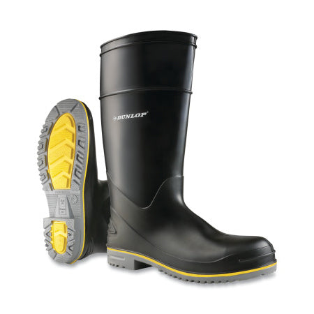 Polyflex 3 Rubber Boots, Plain Toe, Men's 6, 15 in Boot, PolyBlend/PVC, Black/Gray/Yellow 868-8990400.06
