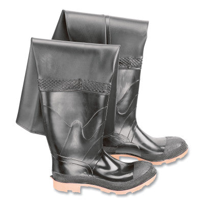 Storm King Steel Toe Thigh Waders, Men's 6, 27 in, Polyester/PVC, Black/Brown 868-8604900.06