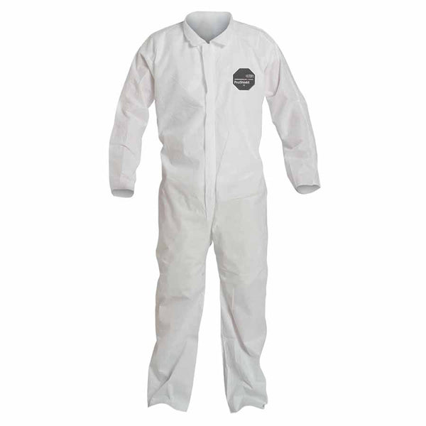 Proshield 10 Coverall, Collar, Open Wrists and Ankles, Zipper Front, Storm Flap, White, X-Large 251-PB120SW-XL