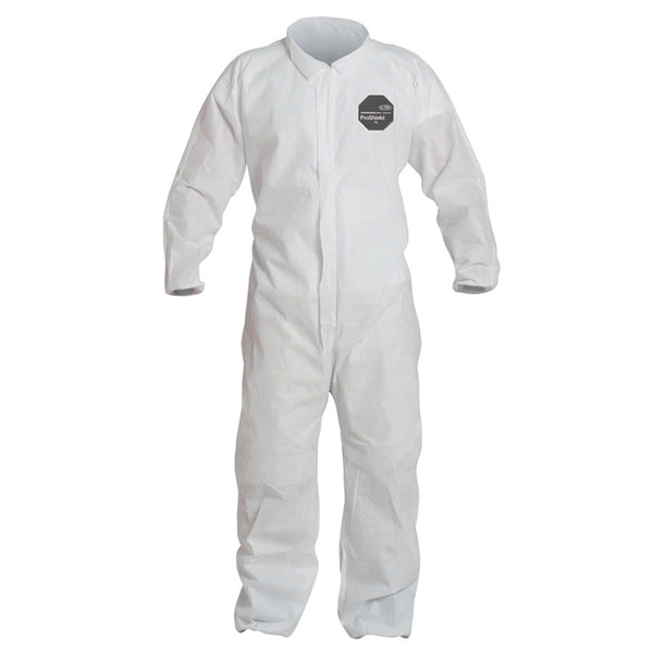 Proshield 10 Coverall, Collar, Elastic Wrists and Ankles, Zipper Front, Storm Flap, White, 4X-Large 251-PB125SW-4XL
