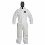 Proshield 10 Coverall, Serged Seams, Attached Hood, Elastic Wrists and Ankles, Zipper Front, Storm Flap, White, 4X-Large 251-PB127SW-4XL