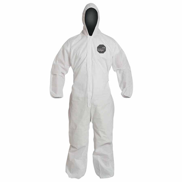 Proshield 10 Coverall, Serged Seams, Attached Hood, Elastic Wrists and Ankles, Zipper Front, Storm Flap, White, 4X-Large 251-PB127SW-4XL