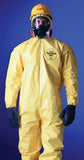 Tychem 2000 Coverall, Serged Seams, Attached Hood and Socks, Elastic Wrists, Zipper Front, Storm Flap, Yellow, X-Large 251-QC122S-XL