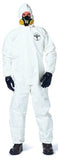 Tychem 4000 Coverall, Attached Hood and Sock, Elastic Wrists, Zipper, Storm Flap, White, 3X-Large 251-SL122B-3XL