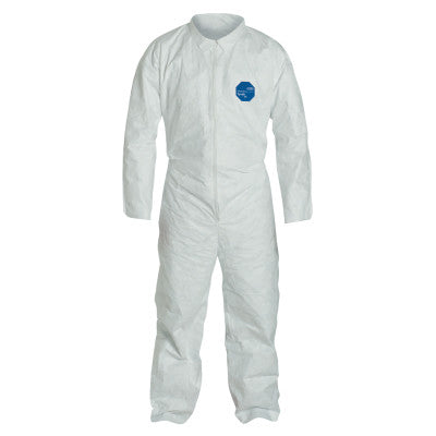 Tyvek 400 Coverall, Serged Seams, Collar, Elastic Waist, Open Wrists/Ankles, Front Zipper, Storm Flap, White, 3X-Large 251-TY120SWH3X0025VP