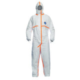 Tyvek 800 Coverall, Taped Seams, Attach Hood, Elastic Wrists and Ankles, Storm Flap, White, X-Large 251-TJ198TWHXL0025PI