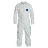 Tyvek 400 Coverall, Serged Seams, Collar, Elastic Waist, Open Wrists/Ankles, Front Zipper, Storm Flap, White, X-Large 251-TY120S-XL