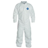 Tyvek 400 Coverall, Serged Seams, Collar, Elastic Waist, Open Wrists/Ankles, Front Zipper, Storm Flap, White, XL, Vend Pack 251-TY120SWHXL0025VP