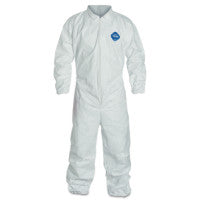 Tyvek 400 Coverall, Serged Seams, Collar, Elastic Waist, Open Wrists/Ankles, Front Zipper, Storm Flap, White, XL, Vend Pack 251-TY120SWHXL0025VP