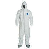 Tyvek 400 Coverall, Serged Seams,Attached Hood, Boots, Elastic Waist/Wrist/Ankles, Front Zipper, Storm Flap, White, Medium 251-TY122S-M