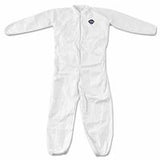 Tyvek 400 Coverall, Serged Seams, Collar, Elastic Waist, Elastic Wrists and Ankles, Zipper Front, Storm Flap, White, 5XL 251-TY125S-5X