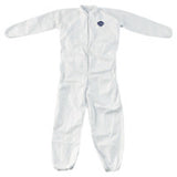 Tyvek 400 Coverall, Serged Seams, Collar, Elastic Waist, Elastic Wrists and Ankles, Zipper Front, Storm Flap, White, Medium 251-TY125SWHMD002500
