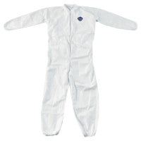 Tyvek 400 Coverall, Serged Seams, Collar, Elastic Waist, Elastic Wrists and Ankles, Zipper Front, Storm Flap, White, Medium 251-TY125SWHMD002500