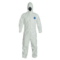 Tyvek 400 Coverall, Serged Seams, Attached Hood, Elastic Waist, Elastic Wrists and Ankles, Front Zip, Storm Flp, Wht, XL, VP 251-TY127SWHXL0025VP
