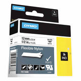 Industrial Rhino Flexible Nylon Label Cartridge, 1/2 in W x 11.5 ft L, Black Print on White Background 784-18488