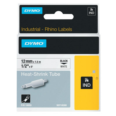 Heat Shrink Tube, 1/2 in x 5 ft, Black on White 784-18055