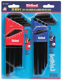 Hex-L Key Set, 22 per card, Hex Tip, Inch/Metric, Long Arm 269-10222