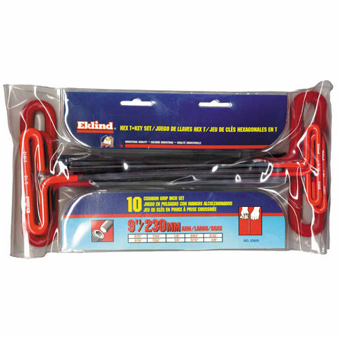 Cushion Grip Hex T-Key Set, 10 per pouch, Hex Tip, Inch, 9 in Handle 269-53910