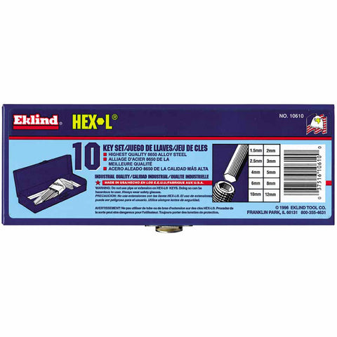 Hex-L Key Set, 14 per set, Hex Tip, Metric 269-10614