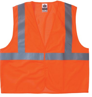 GloWear 8210HL Class 2 Economy Vests with Pocket, Hook/Loop Closure, S/M, Lime 150-21023