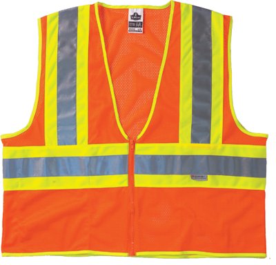 GloWear 8230Z Class 2 Two-Tone Vests, 4XL/5XL, Lime 150-21329