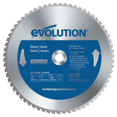 TCT Metal-Cutting Blade, 14 in, 1 in Arbor, 1600 rpm, 66 Teeth 510-14BLADEST