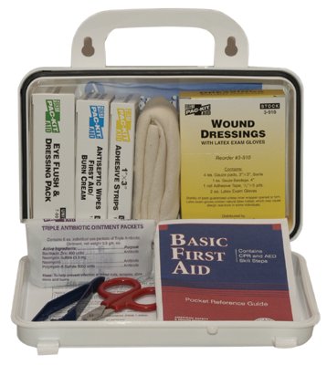 10 Person ANSI Plus First Aid Kit, Weatherproof Plastic Case, Wall Mount 579-6410