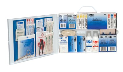 100 Person Industrial First Aid Kit, Steel Case, Carry Handle, Wall Mount 579-6135