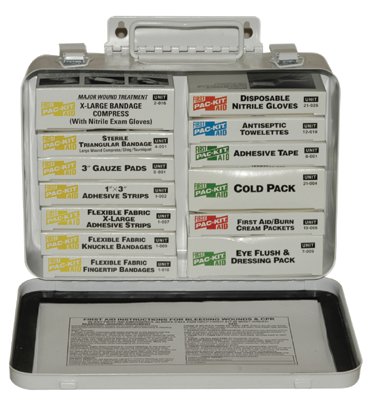 16 Unit Steel First Aid Kit, Weatherproof Steel 579-5201