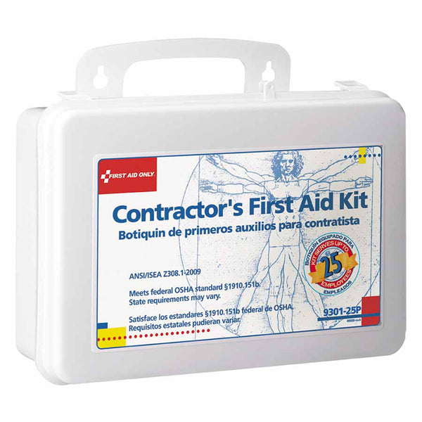 Contractor's First Aid Kit, 25 Person, Plastic Case, Portable/Wall Mount 579-9301-25P