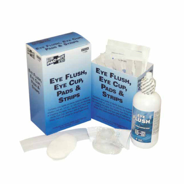 Eye Flush Set, 6-Pc, 4 oz Eye Wash, Sterile Eye Cup, 2 Eye Pads and Strips 579-7-600