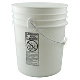 Plastic Pails, 5 gal, 12.24 Dia., White 302-1141T05