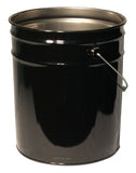Unlined Open Head Steel Pail, 5 gal, Steel, Black 302-1252