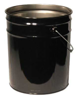 Unlined Open Head Steel Pail, 5 gal, Steel, Black 302-1252