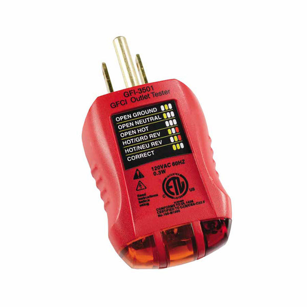 Ground Fault Receptacle Tester and Circuit Analyzer, 120 VAC 623-GFI-3501