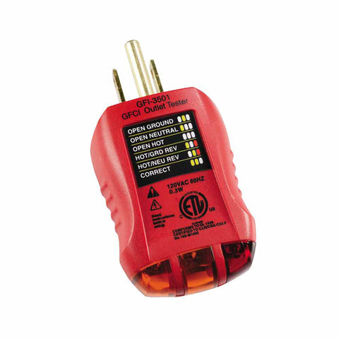 Ground Fault Receptacle Tester and Circuit Analyzer, 120 VAC 623-GFI-3501