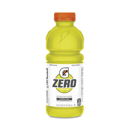 G Zero Sugar Ready-to-Drink Thirst Quencher, 20 oz, Bottle, Lemon-Lime 308-04212
