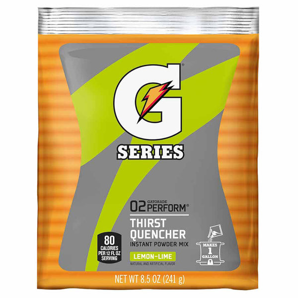 G Series 02 Perform Thirst Quencher Instant Powder, 8.5 oz, Pouch, 1 gal Yield, Lemon-Lime 308-03956