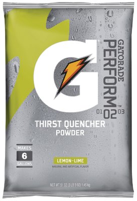 G Series 02 Perform Thirst Quencher Instant Powder, 51 oz, Pouch, 6 gal Yield, Lemon-Lime 308-03967