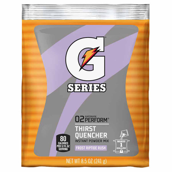 G Series 02 Perform Thirst Quencher Instant Powder, 8.5 oz, Pouch, 1 gal Yield, Frost Riptide Rush 308-33665