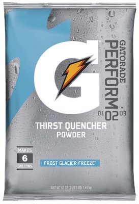 G Series 02 Perform Thirst Quencher Instant Powder, 51 oz, Pouch, 6 gal Yield, Glacier Freeze 308-33676