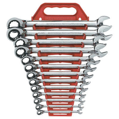 13 Pc Reversible Combination Ratcheting Wrench Sets, 12 Point, SAE 329-9509N