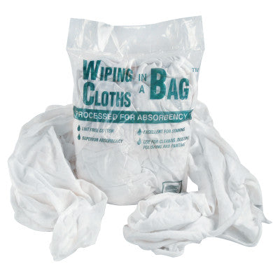 Bag-A-Rags Reusable Wiping Cloths, Cotton, White, 1lb Pack UFS-N250CW01
