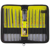 12-Pc Swiss Pattern Needle File Set, 5-1/2 in, #2 Single Cut Swiss Pattern 318-707475