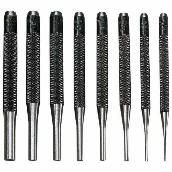 8 Pc. Drive Pin Punch Set, Round, English, Plastic Case 318-SPC75
