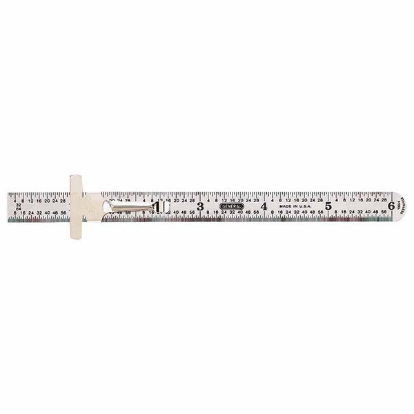 Economy Precision Stainless Steel Rules, 6" X 15/32", Steel, Inch, Decimal Equiv 318-300/1